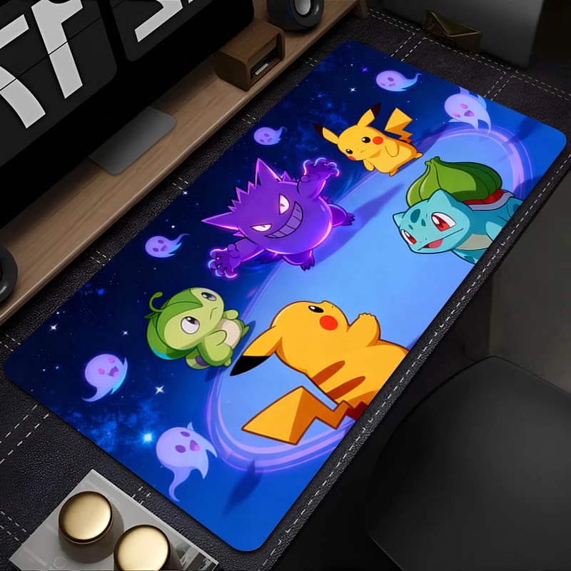 

Anime Mousepad Gamer Gaming Mouse Pad P-Pokemons P-Pikachus & G-gengar Desk Mat Playmat Computer and Office Cabinet Keyboard Pad
