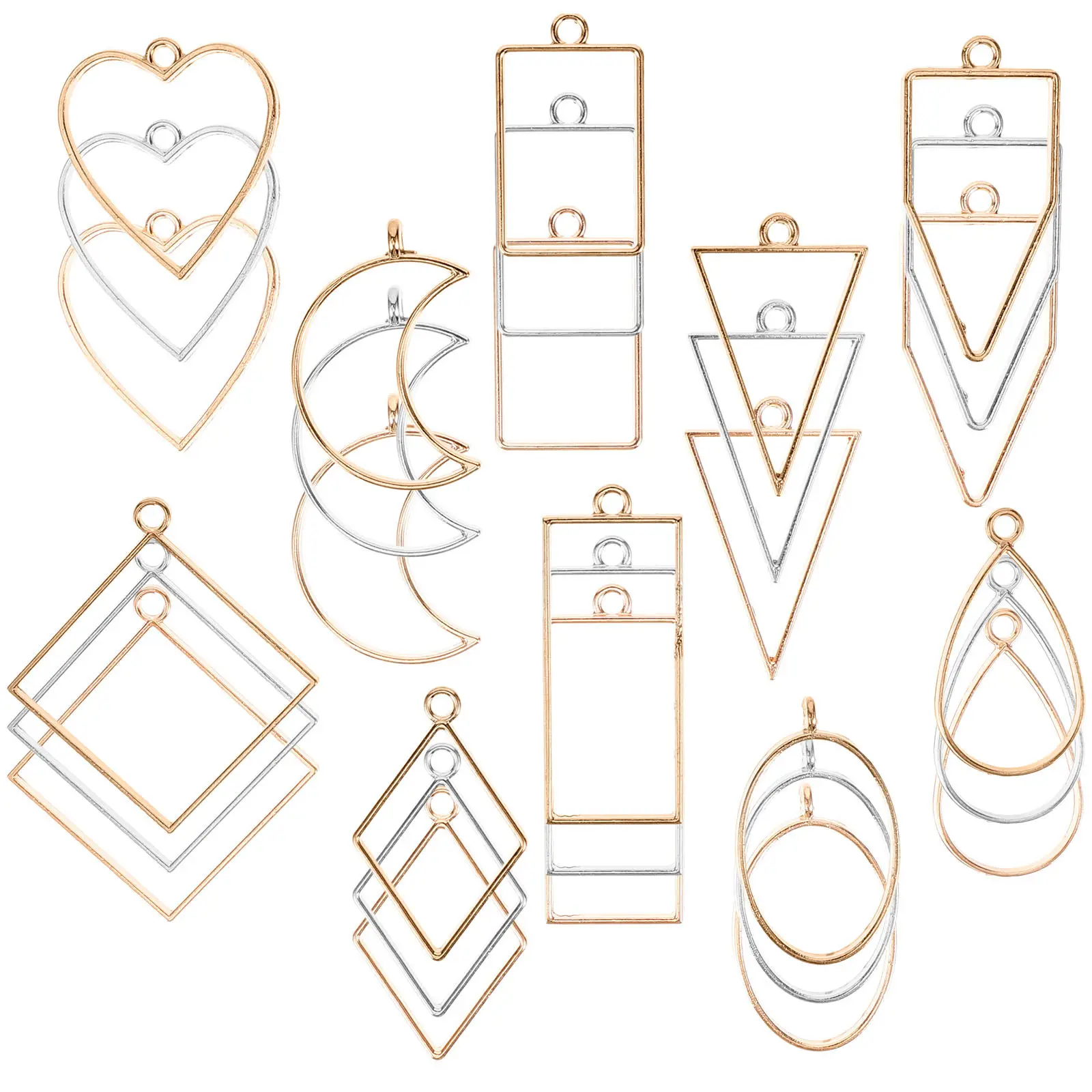 

30pcs Alloy Jewelry Making Kit Diy Pendant Blanks For Resin Crafts Cabochons Charms Necklace Bracelet Earrings Keychain Decor