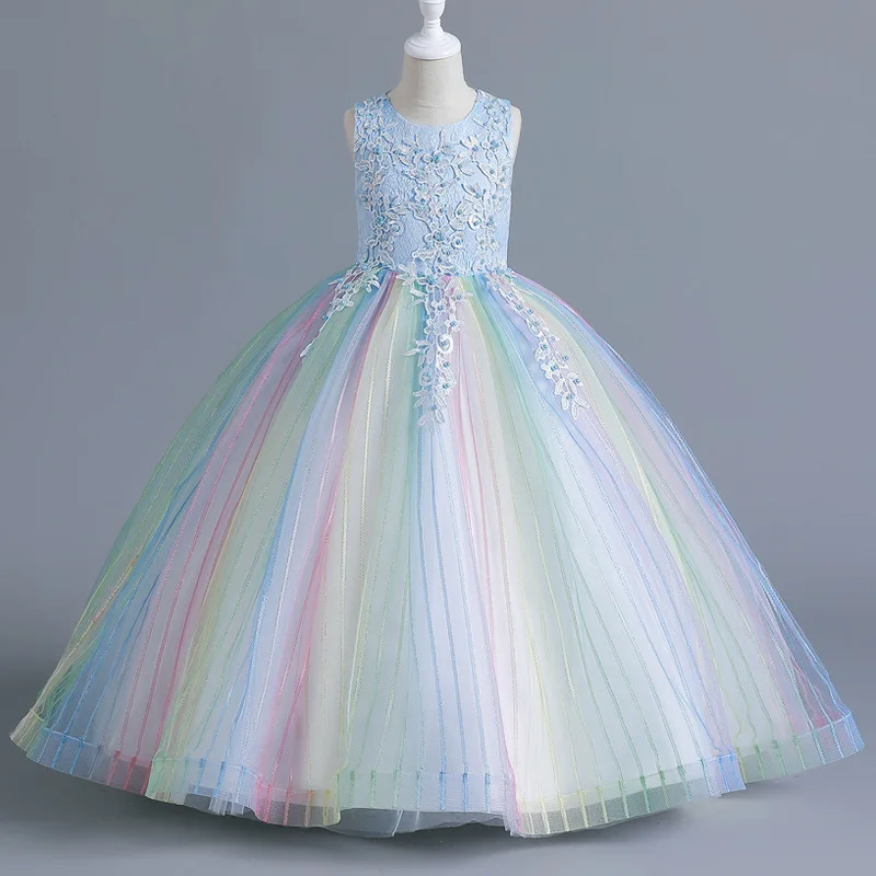 Baby Girl Lilac Wedding Birthday Party Pageant Dresses Elegant  Princess Ball Gown Tulle Children\'s 3 To 12 Years Child Costume