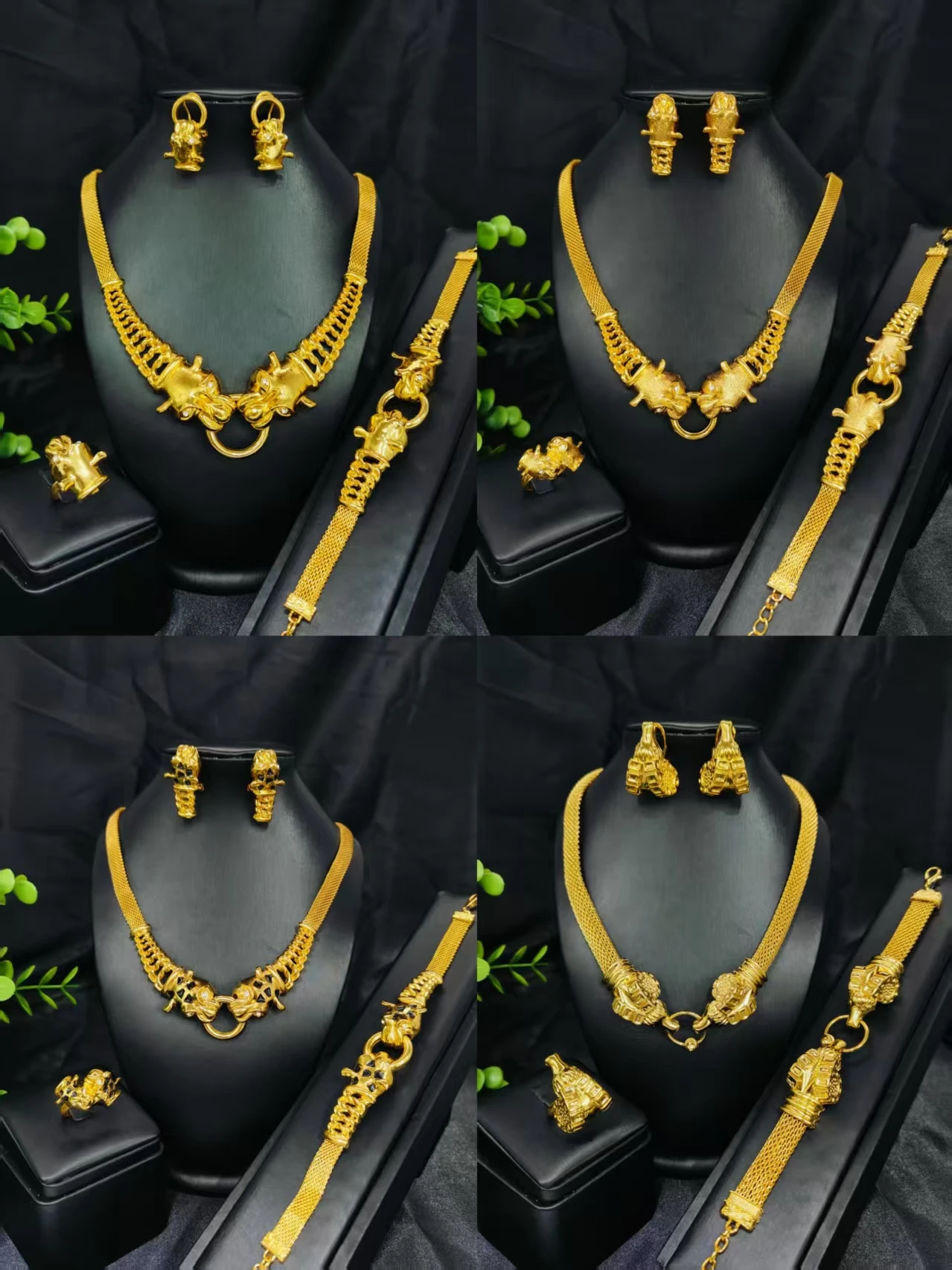 

Dubai Jewelry Set Ethnic Style Necklace Bracelet Earrings Ring for Elegant Bridal Wedding Jewelry