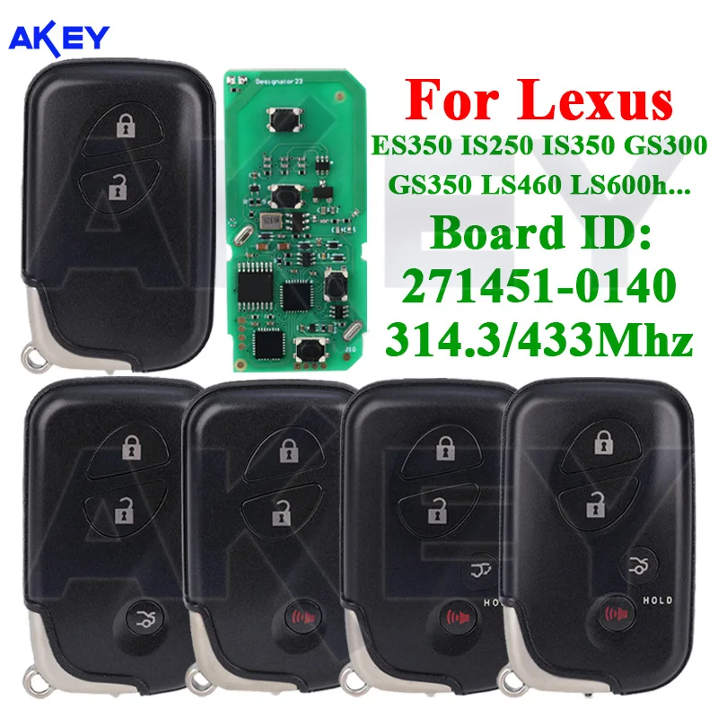 2/3/4 Buttons Remote Control Car Key For Lexus IS350 GS300 GS350 ES350 IS250 LX570 LS460 LS600h 27145-0140 4D Chip 314.3 /433MHz