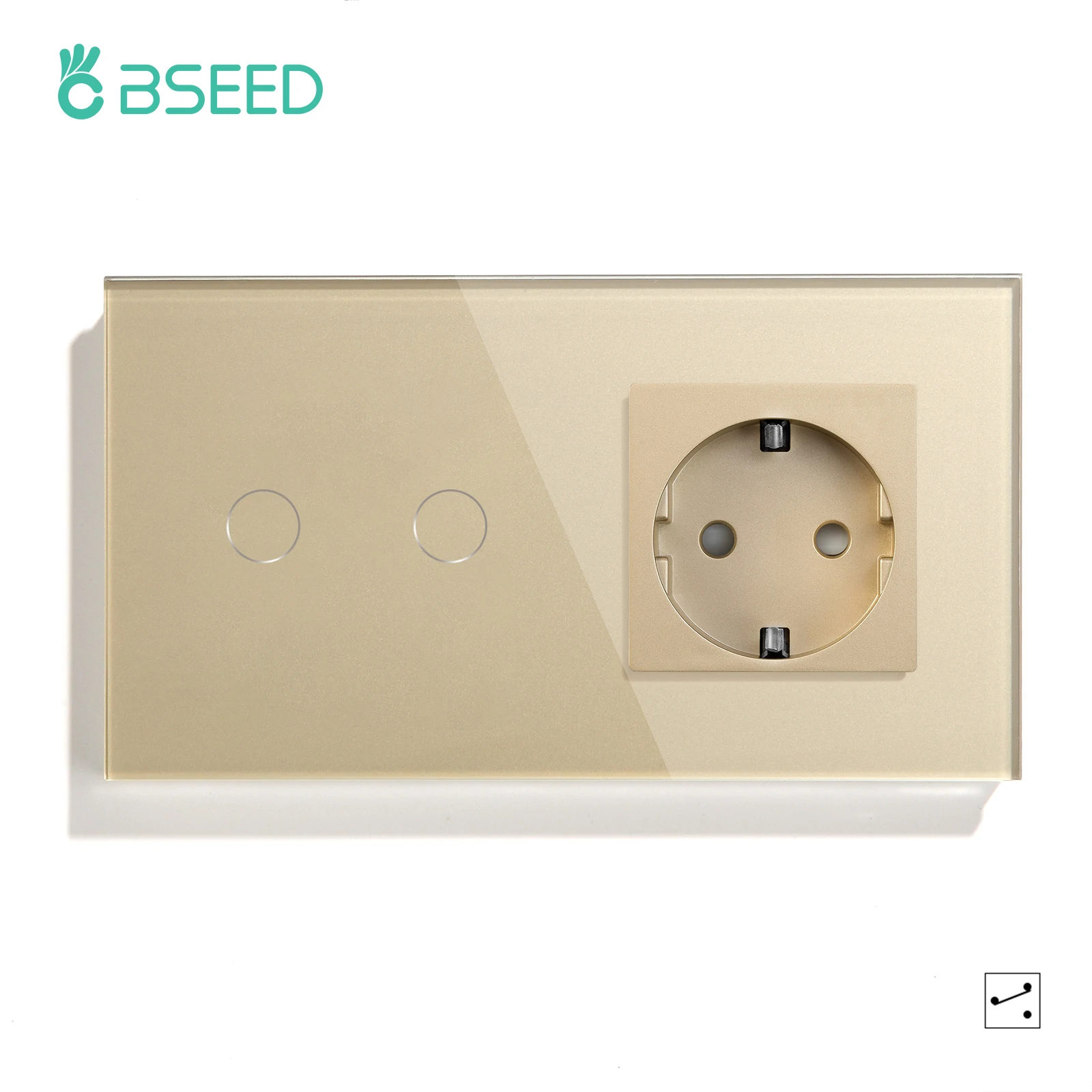 Bseed Touch Light Switch 1/2/3Gang 2Way Wall Socket Type-C USB Port Light Switches For Stairs Glass Panel Blue Backlight 240V image 3