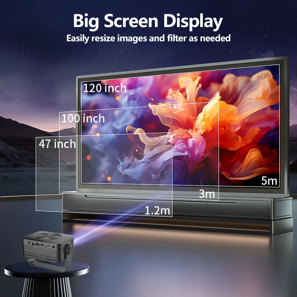 جهاز عرض واي فاي صغير محمول مع دعم عالي الدقة ، مرآة لاسلكية ، مكبر صوت مدمج ، مسرح منزلي #6