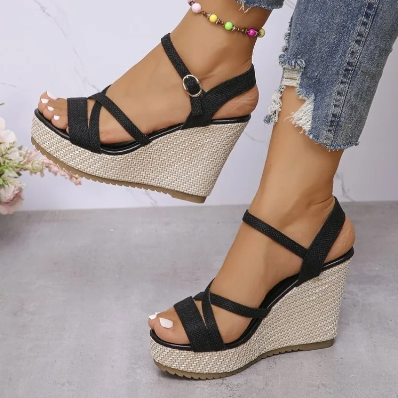 

Women Wedge Buckle Sandals Ankle Strap Summer Outdoor Platform Shoes Women Beach Comfortable Fashion Sandals