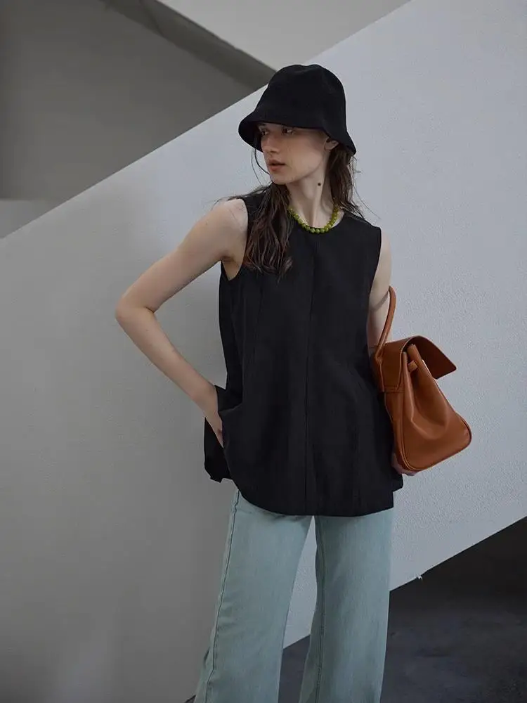 Bianco Cotone Lino Svel Donna irt Estate 2025 Nuovo raccolto in vita rotondo Ne irt French Sle Loose Fit Materiale sottile