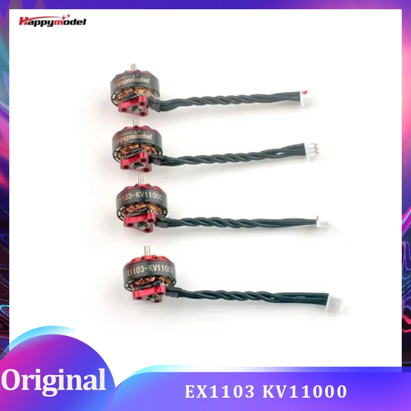 

Комплект из 4 бесщеточных двигателей HappyModel EX1103 11000KV 1-2S для FPV-дрона Bassline 2S Micro, запчасти для DIY-сборки