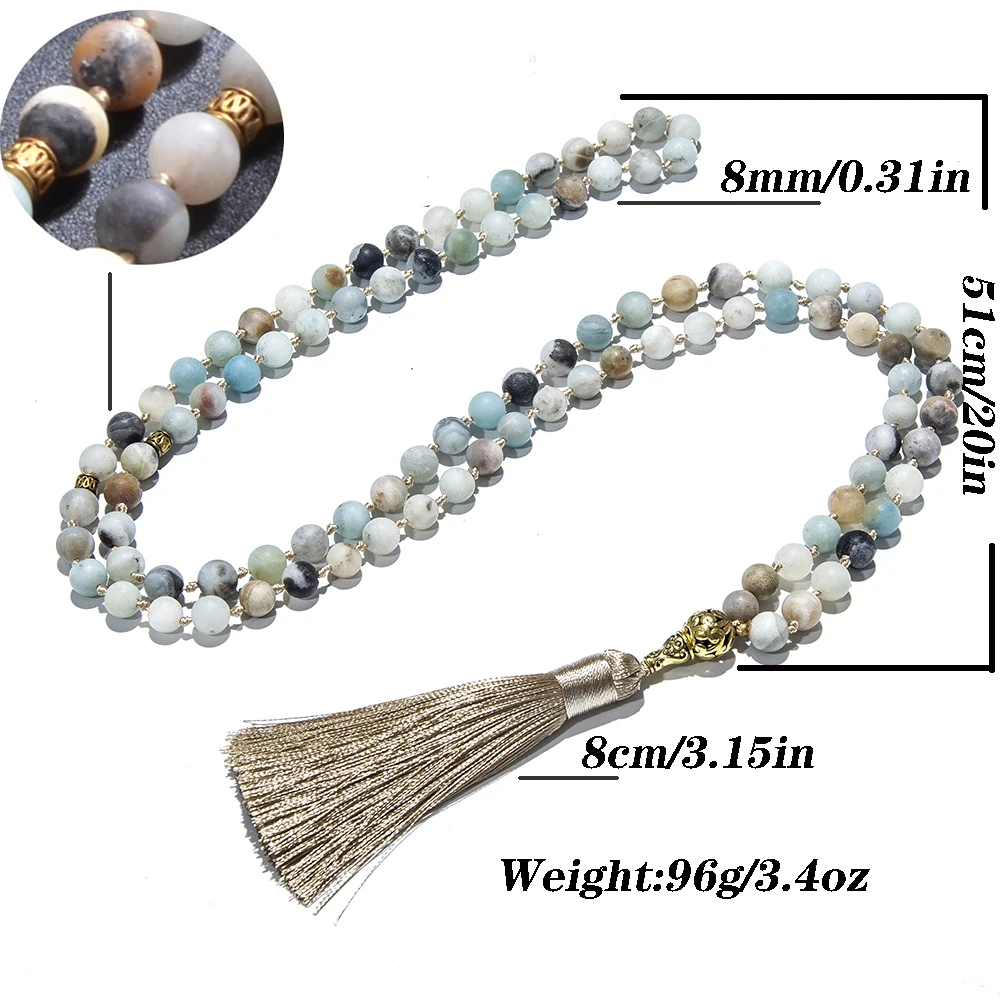 8mm Mattle Amazonite Tasbih Prayer Beads Misbaha Tasbeeh Sibha 99 Beads Necklace for Men and Women