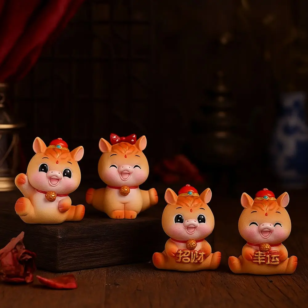 الراتنج 2026 الحصان العام التماثيل سنة الحصان نابض بالحياة زودياك الحصان التميمة الصينية الزخرفية مصغرة الحصان أرقام #5