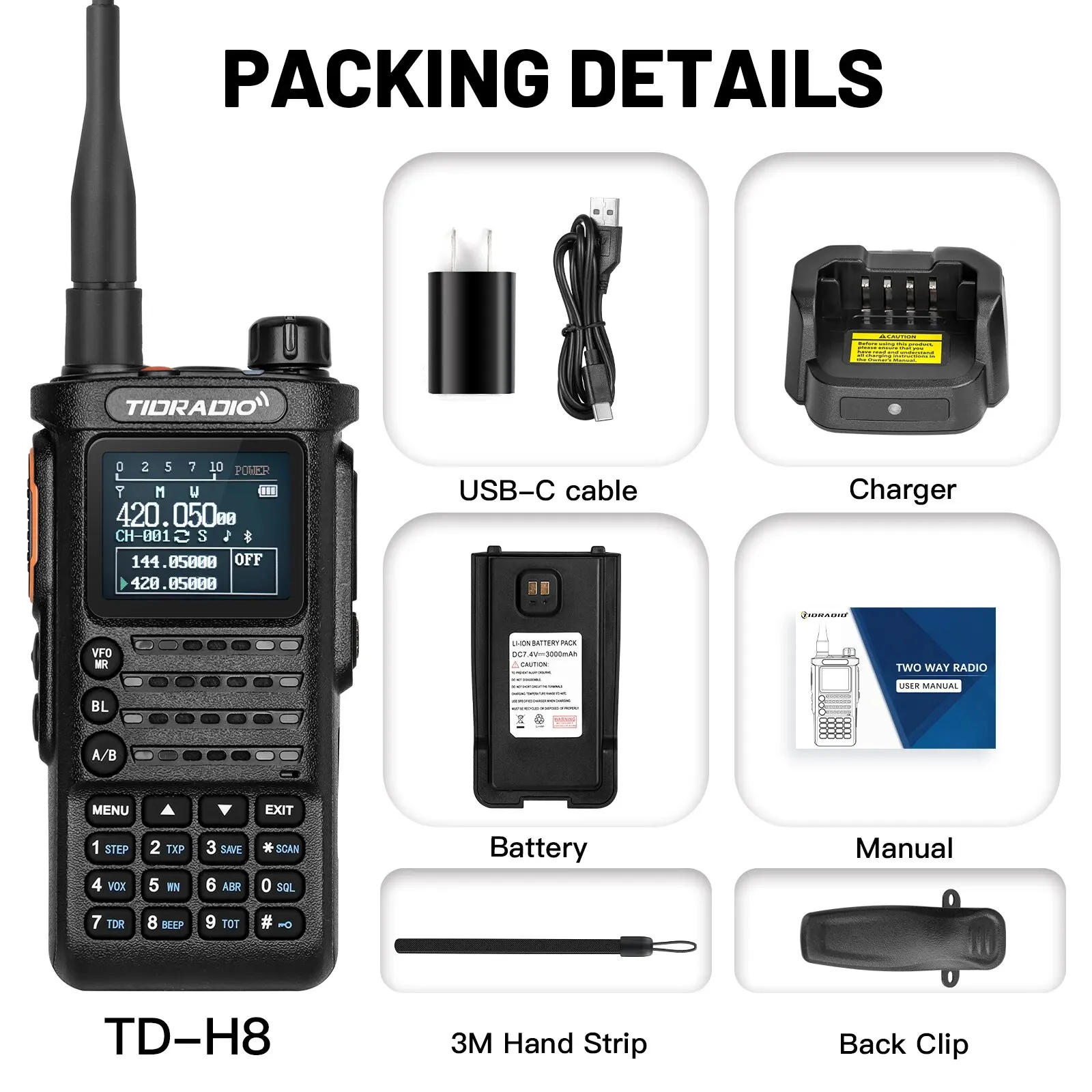 TIDRADIO TD H8 10W Magas légnyomású levegő áram walkie Hangosfilm stv Jelentőség Maroktelefon Két Mód Rádióadó Csatlakozódarab telefont APP Szikratávirát Programba iktat Sonka GMRS