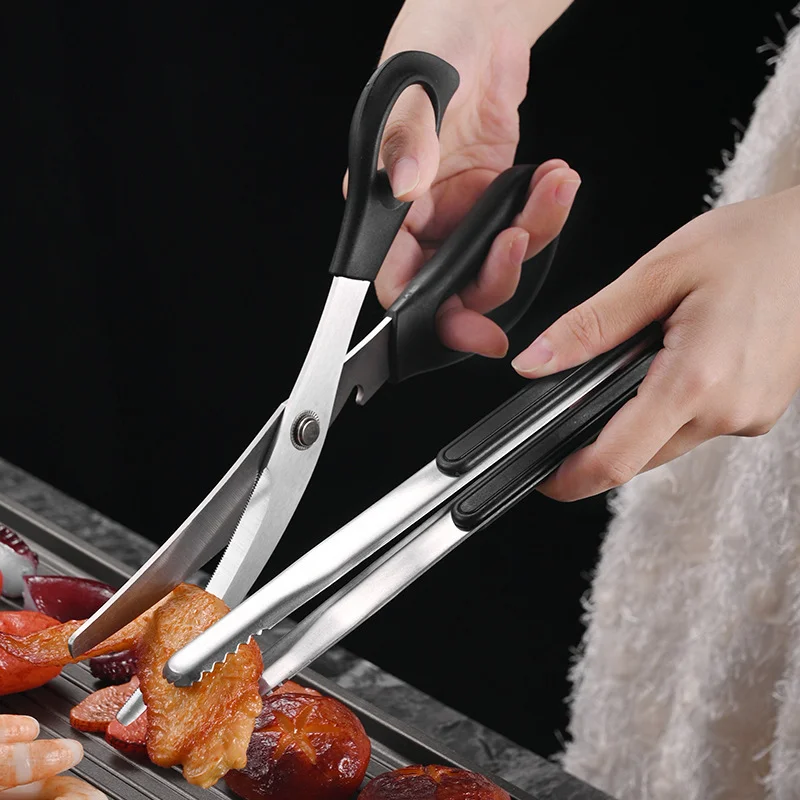 Stainless Steel BBQ Grill Tongs Food Cooking Tools Hot Pot Buffet Clip Baking Bread Steak Clip Kitchen Tools
