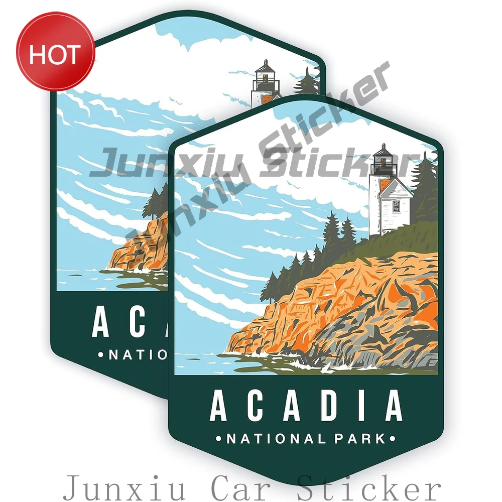 2 Pack Acadia National Park PVC Sticker For Car Body Rear Window And Luggage Personal Accessories Decoration Decal