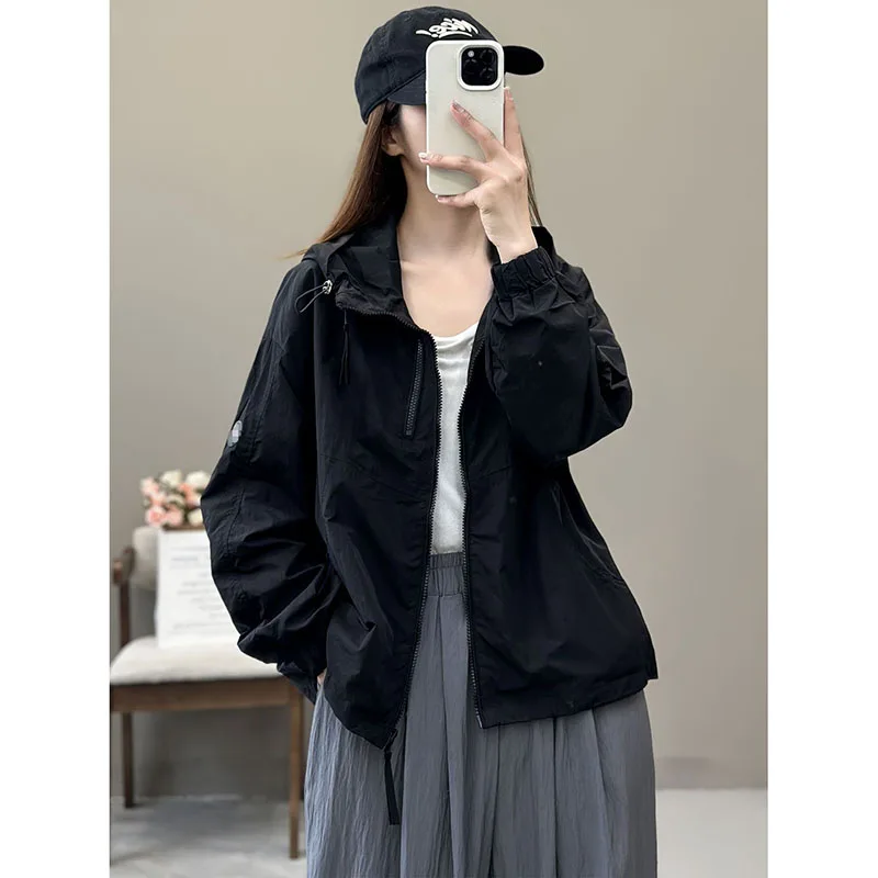 

Double Zipper Design Women's Joker Jacket 2025 Spring Summer New Female Korean Version Hooded Thin Coat Loose Casual Outwear