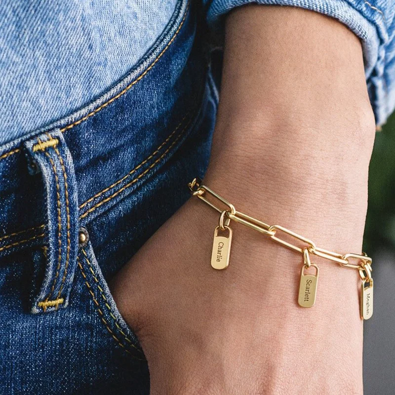 Customized Stainless Steel 1~6 Rectangular Brand Bracelets/Birthday/Christmas/Best Friends/Men and Women Are Not Limited/Jewelry