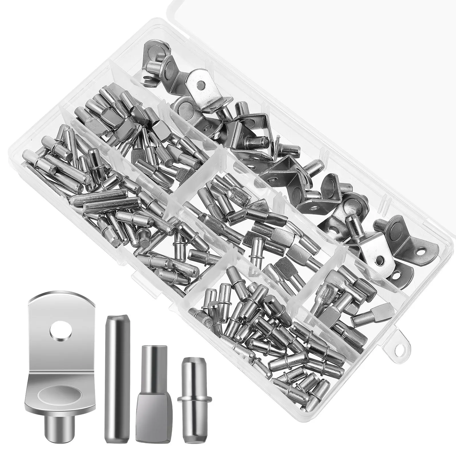 Clavijas de estante de Metal ajustables para estantes de vidrio, soporte resistente, alfileres de estantería, clavija de estante, 120 Uds.