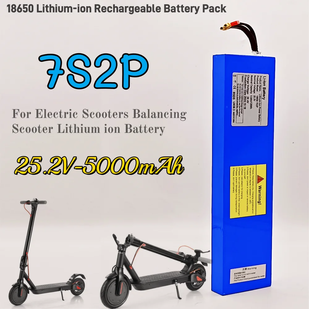 

7S2P 25.2V 5000mAh 18650 Lithium-ion Rechargeable Battery Pack For 29.4V Electric Scooter Battery