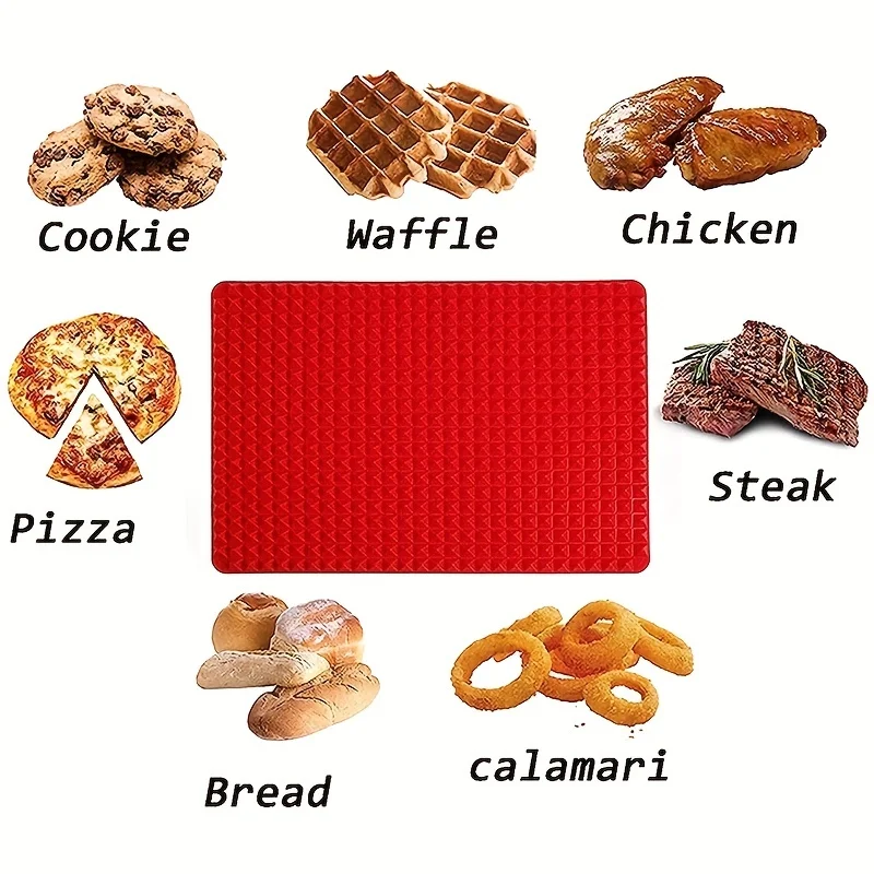 Antihaft-Silikon-Backmatte, 40,6 x 27,9 cm, Pyramiden-Kochmatte, BPA-freie Pfanne zum Backen von Mikrowellenherden, leicht zu reinigende Brathähnchen-Matte – Detail 20