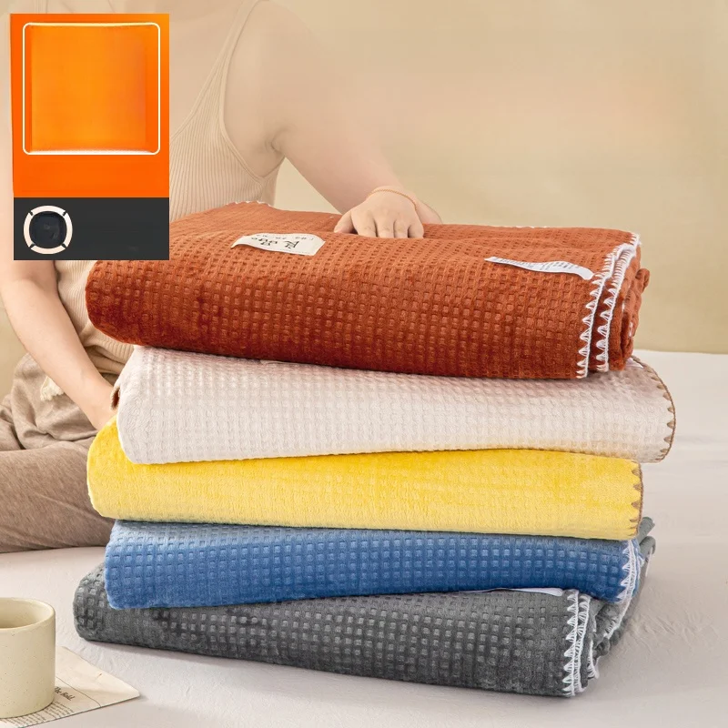 

Warm Milk Velvet Blanket Winter Office Nap Shoulder Cover Four Seasons Universal Cozy Polyester Fiber Ins Style Waffle Pattern