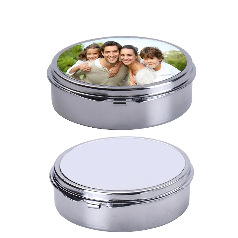 Free Shipping 20 Pcs/Lot Sublimation Blanks Pill Box Jewelry Box Stainless Steel Round Packaging Box DIY Small Item Box