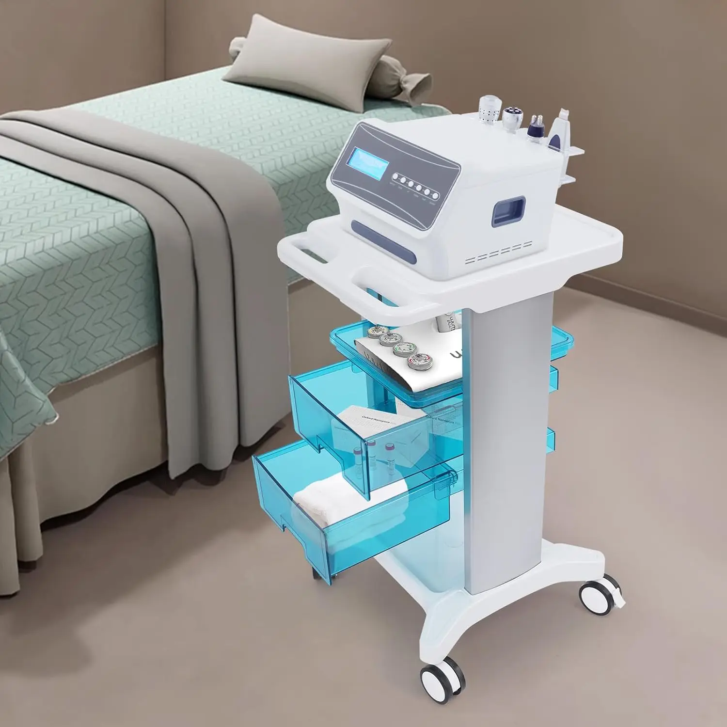 عربة ترولي طبية | عربة المستشفى رولينج لاب مع درجين | عربة المرافق المتنقلة مع عجلات وصينية | صالون التجميل S #3