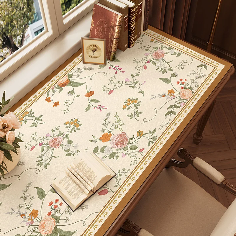 40x80cm Retro Floral Leather Mat Waterproof Desk Mat Writing Desk Mat Luxurious and Luxurious Feeling