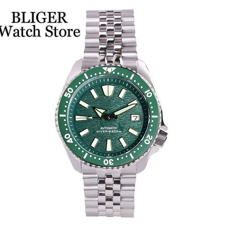 Tandorio Green Dial 41mm NH35 200M Waterproof Automatic Diving Watch For Men 120 Click Bezel Sapphire Glass Clock Montres