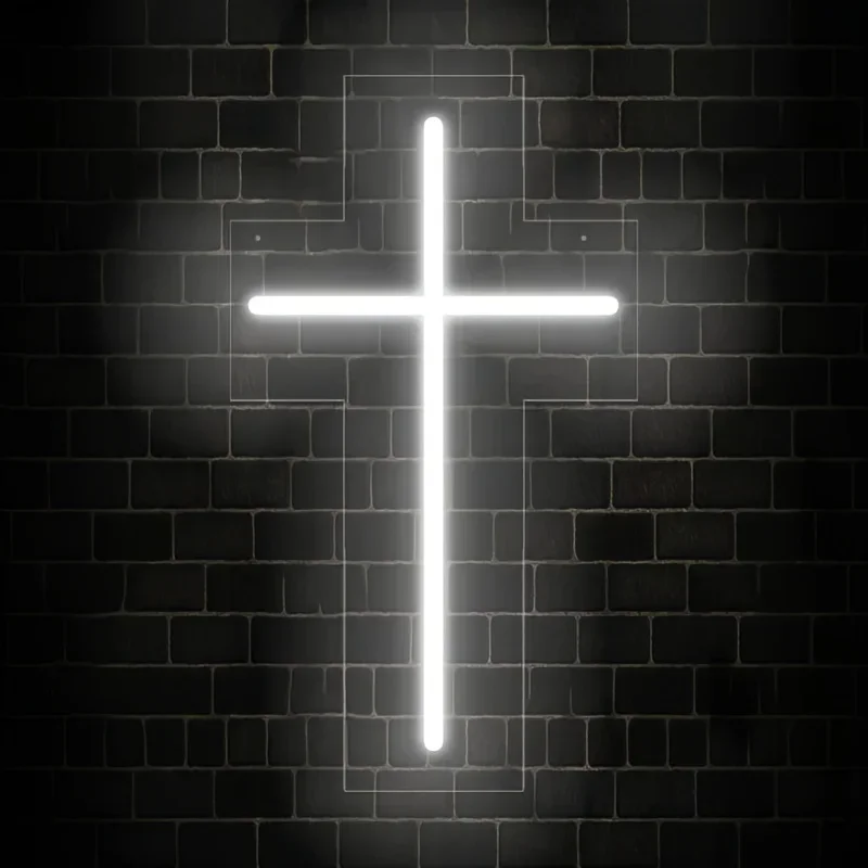 Jesus Cross Neon Sign, Home Decor LED Neon Sign,Wall Decor，Christmas New Year Wedding Birthday Party Sign, Easter Decoration