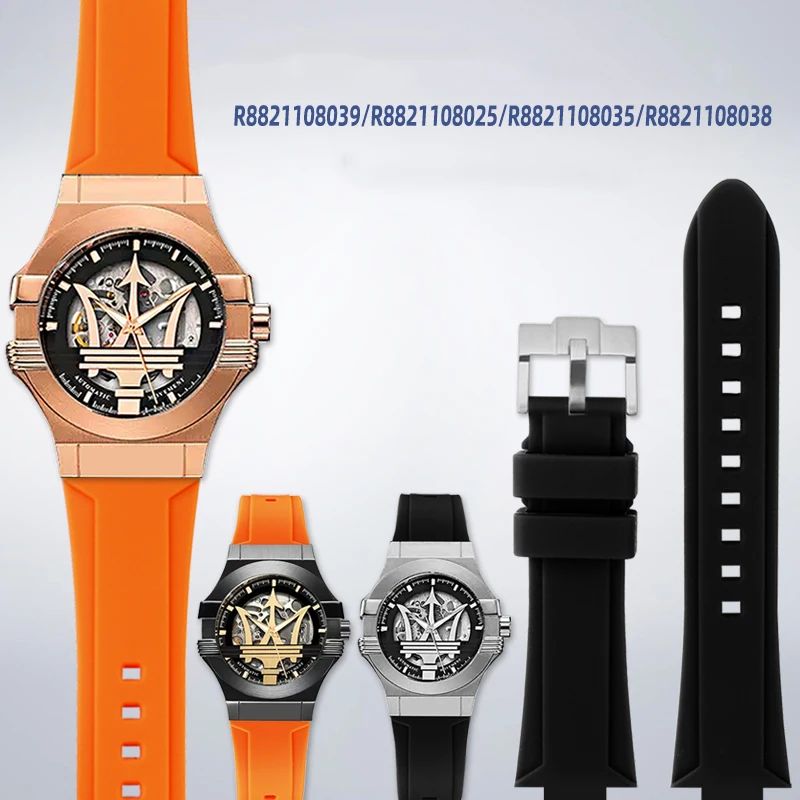 Correa de goma de silicona para reloj Maserati Trident, pulsera deportiva personalizada de 21mm y 24mm, R8821108039, R8821108038