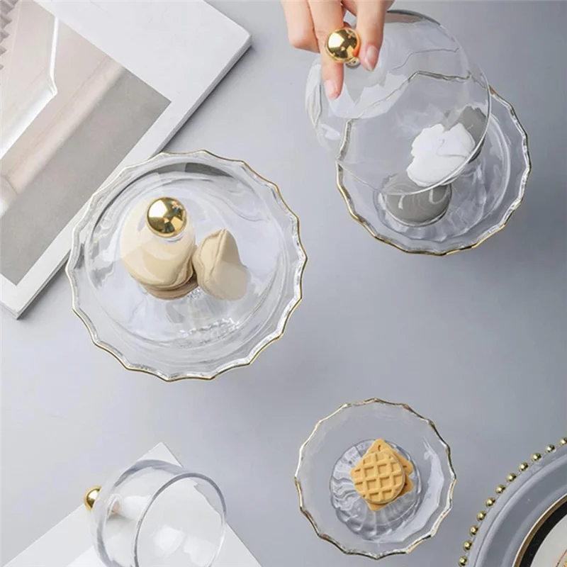 

Household Glass Fruit Snack Dessert Plate Commercial Event Gathering Tray High-Foot Cake Dessert Decorative Tray Forfruits