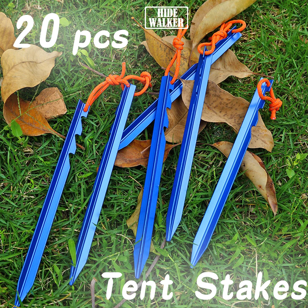 20 Pcs Tarp Accesory Lightweight Tent Stakes Adjustable Tarp Nails 18cm Aluminum Alloy Ground Nail Camping Supplies