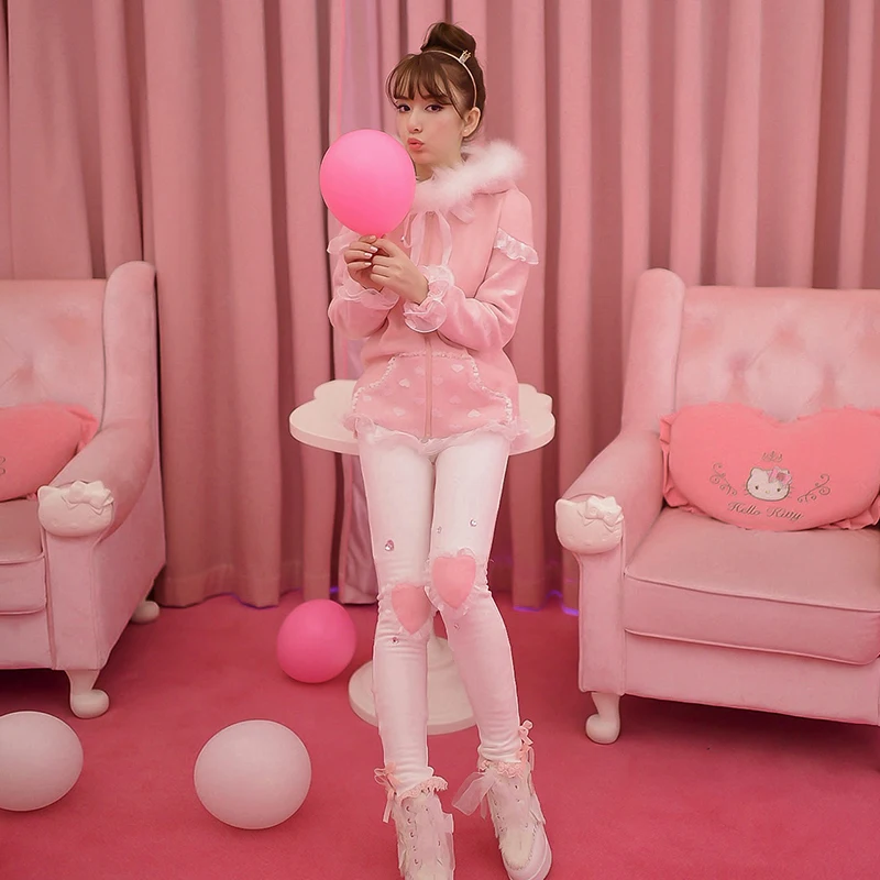 

Princess sweet lolita pants Candy Sweet love with velvet elastic pencil foot height of pants C16CD6127