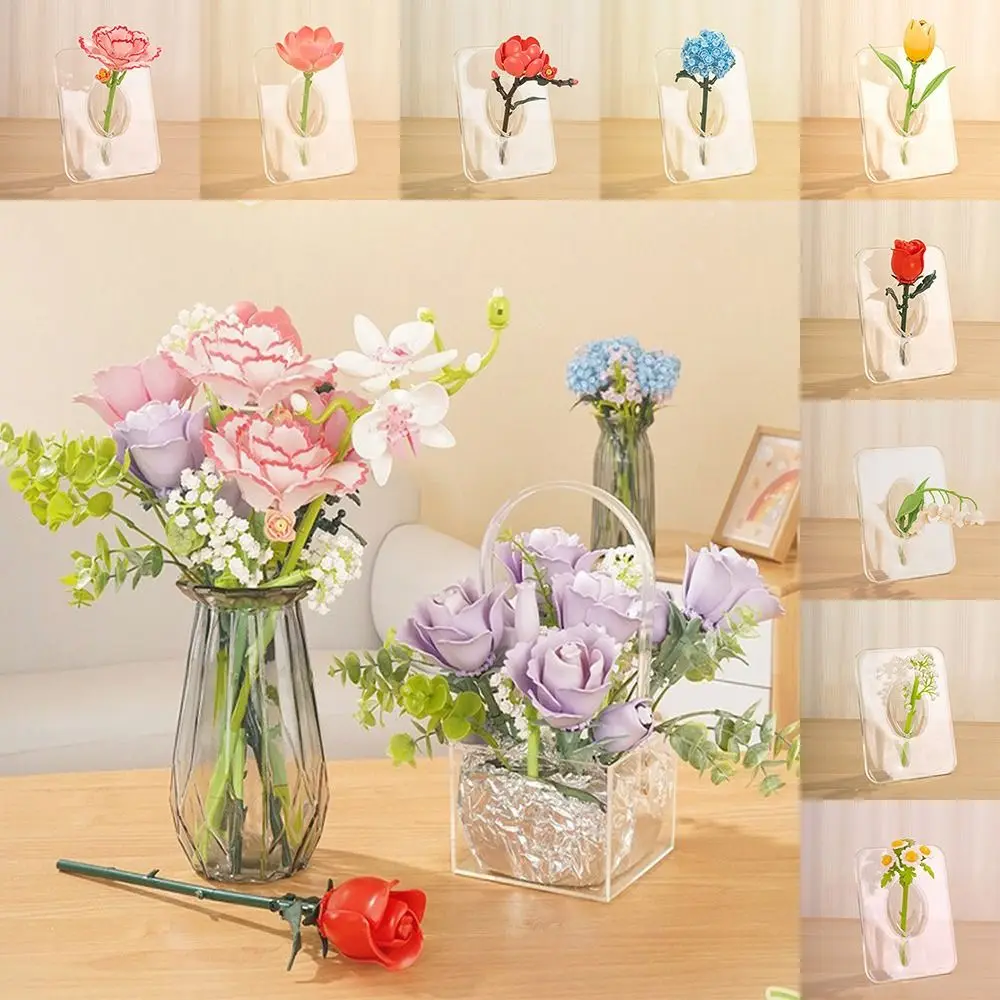 

Multicolor Micro Particle Building Blocks Plastic Flower Mini Flower Plant Bricks DIY Rose Carnation Tulip Puzzle Assembly Toy