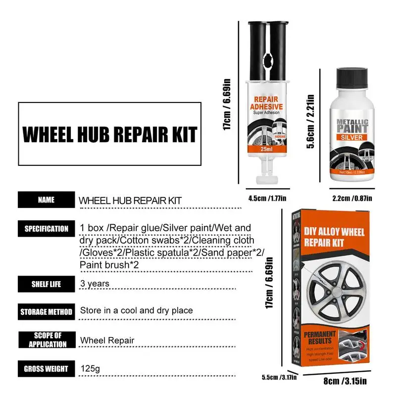 ﻿   ชุดเครื่องมือฟื้นฟูล้อโลหะผสมชุดซ่อมล้อสําหรับยาง Scratch Anti-Rust ซ่อมล้อชุดกาว Scratch Repair กาว