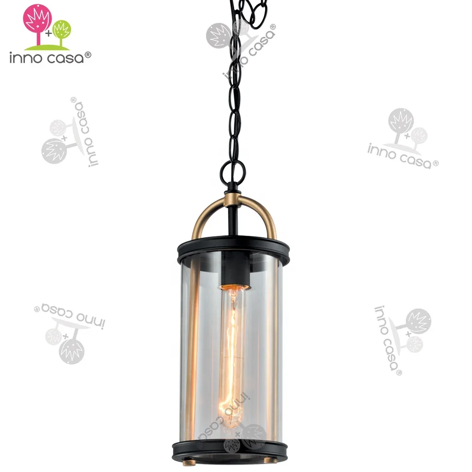 

CP-002 Promotional Black glass shade Metal Outdoor Hanging Lantern Pendant Light Lamp