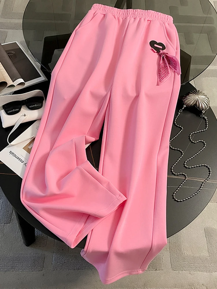 Short Sleeved Pants 2 Piece Sets Women Outfit Conjuntos Para Mujeres 2 Piezas Summer Pink Casual Wide Leg Trousers Track Suits