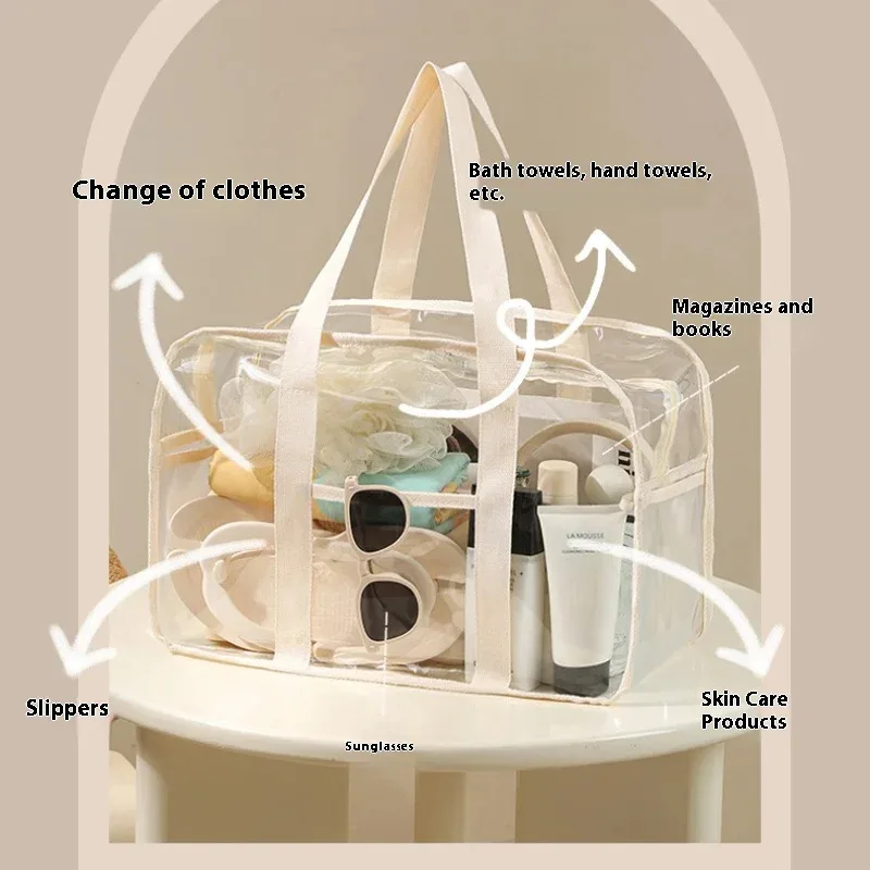 Transparente Aufbewahrungstasche mit Reißverschluss und Griff, Großer Reiseorganizer für Zuhause und Unterwegs, Langlebiges und Praktisches Design – Detail 2