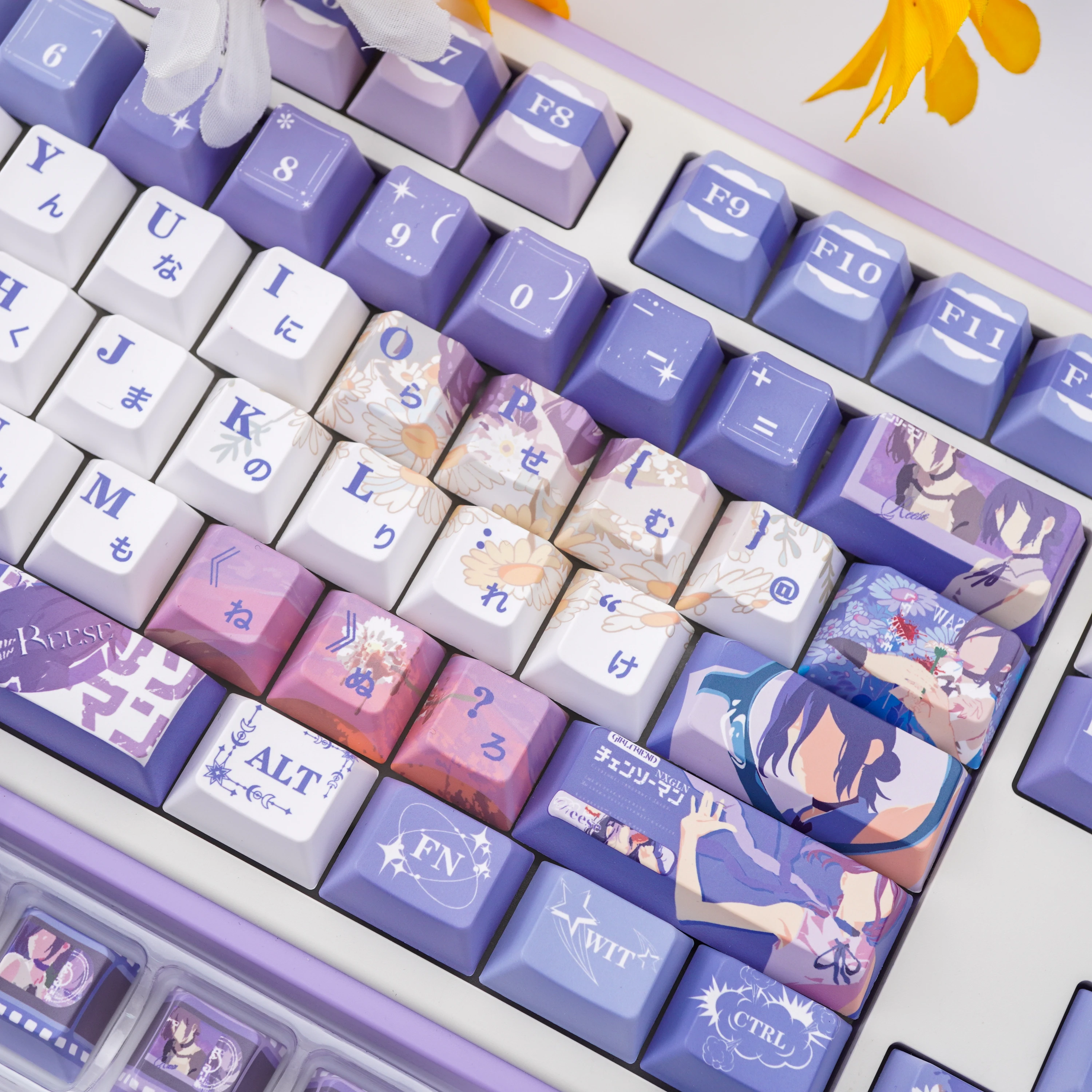 

REZE Anime Theme Keycaps Set Customized PBT Sublimation Cherry Profile Keyboard Keycaps for Mechanical Keyboard Accessories Girl