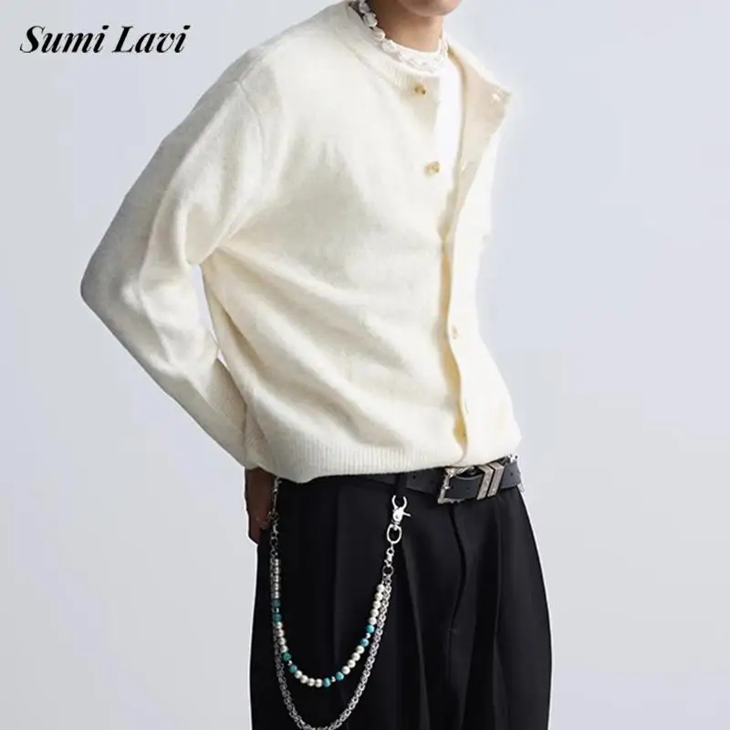 

Daily Casual Slim Fit Knit Cardigan Men Stylish Crew Neck Button-up Sweater Jackets Vintage Men Solid Color Knitted Outerwear