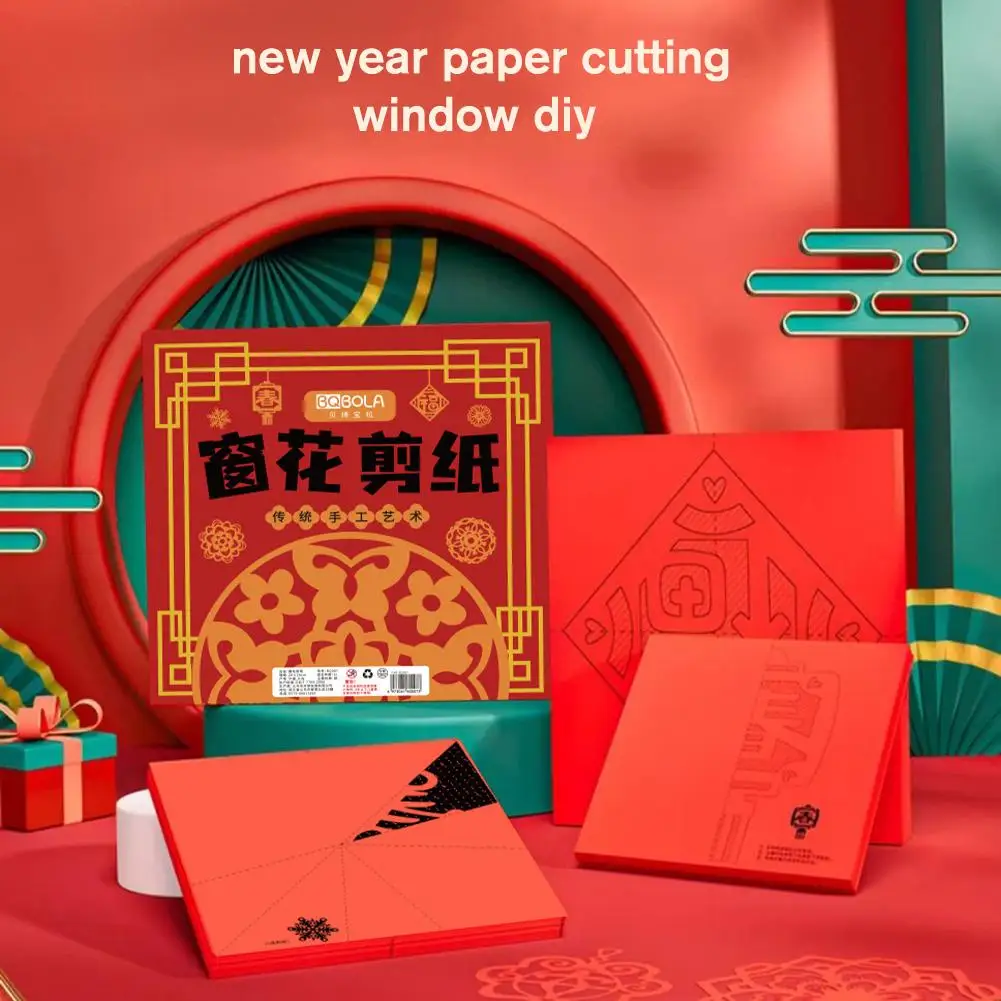Kid fai da te taglio di carta capodanno e Festival di primavera divertente disegno fai da te taglio di carta fiore cinese linea di finestre stile artistico taglio di carta Han L9l3