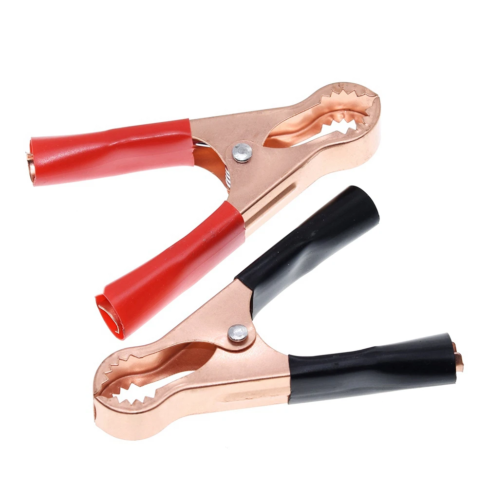 1SET 50A Red + Black 80mm Crocodile Battery Test Lead Clips Alligator Clips Plug Power Connector