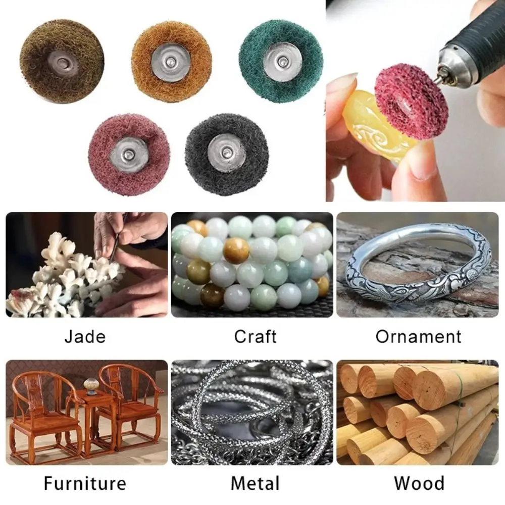 10pcs Buffing Drill Abrasive Brush Rust Remover Fiber Polishing Wheel 2.35mm Shank Nylon Fiber Grinding Head