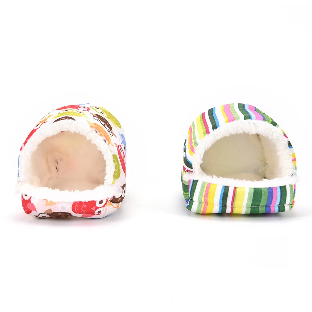 Hamster Nest Warm Winter House Sleep Bed Soft Blend Cotton Cute Owl Plush Floral Pad Cage Ornament Small Pets Products