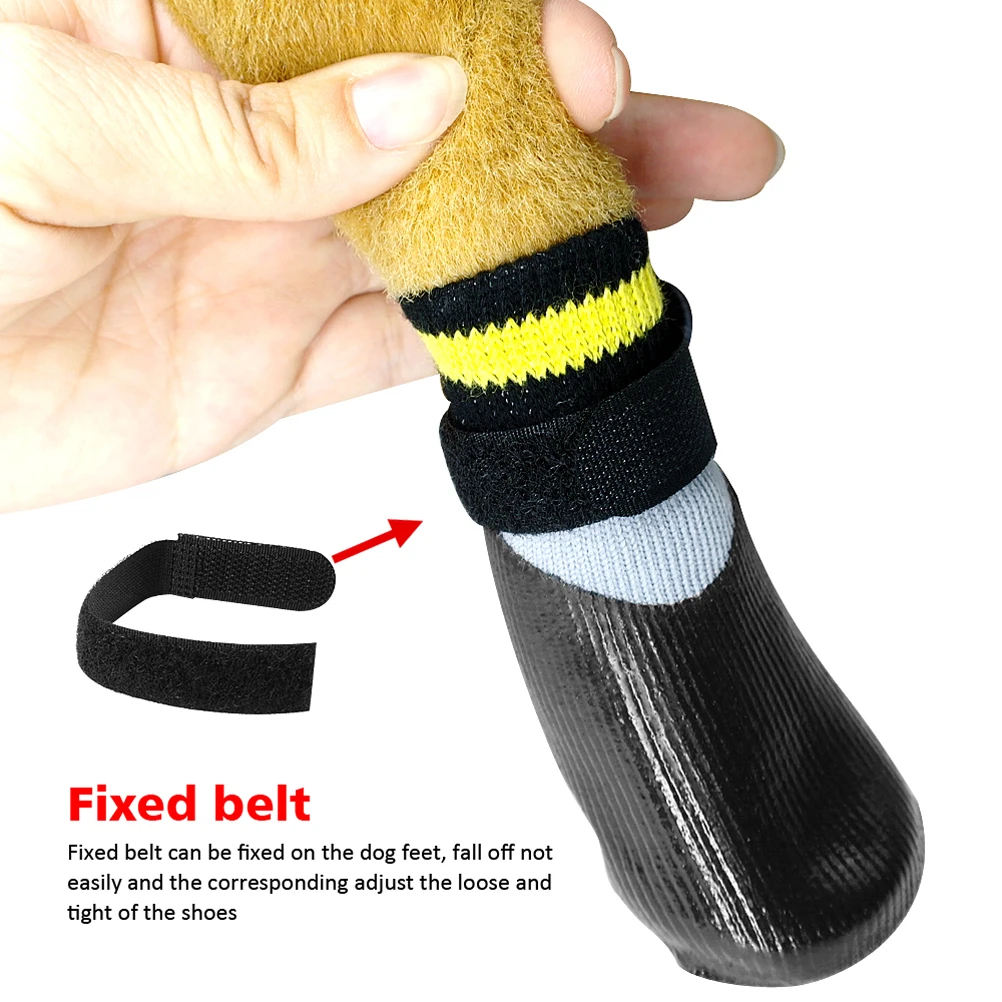 

1 set Pet Socks Soft Cotton Anti-slip Cartoon Pattern Protect Dogs Feet Cold Snow Waterproof Material Dry Rain Booties Winter