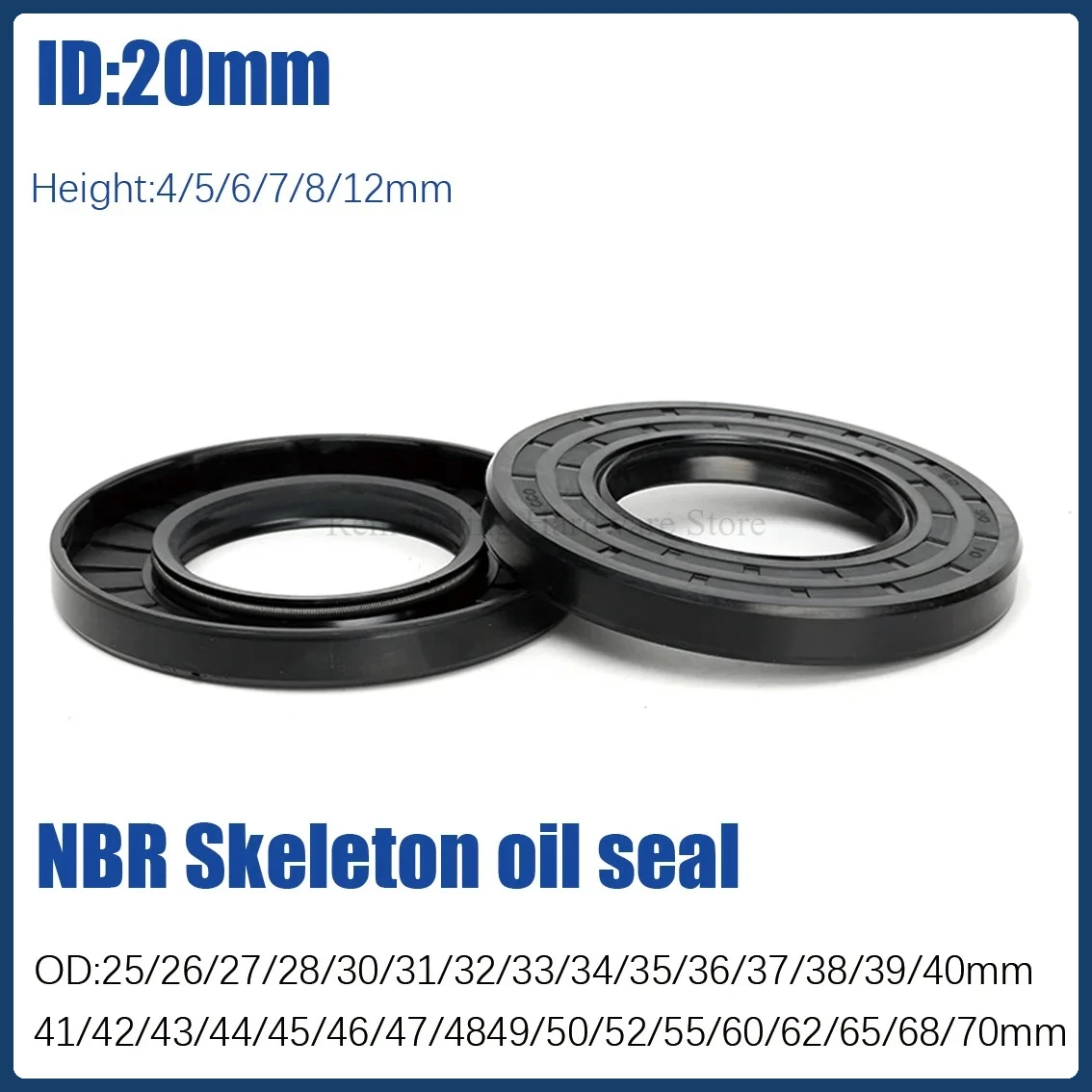 ID 20mm NBR Skeleton Oil Seal TC/TG-20*25/26/27/28/30/31/32/33/34/35/36/37/38/39/70*4/5/6/7/8/10/12mm Nitrile Rubber Oil Seal