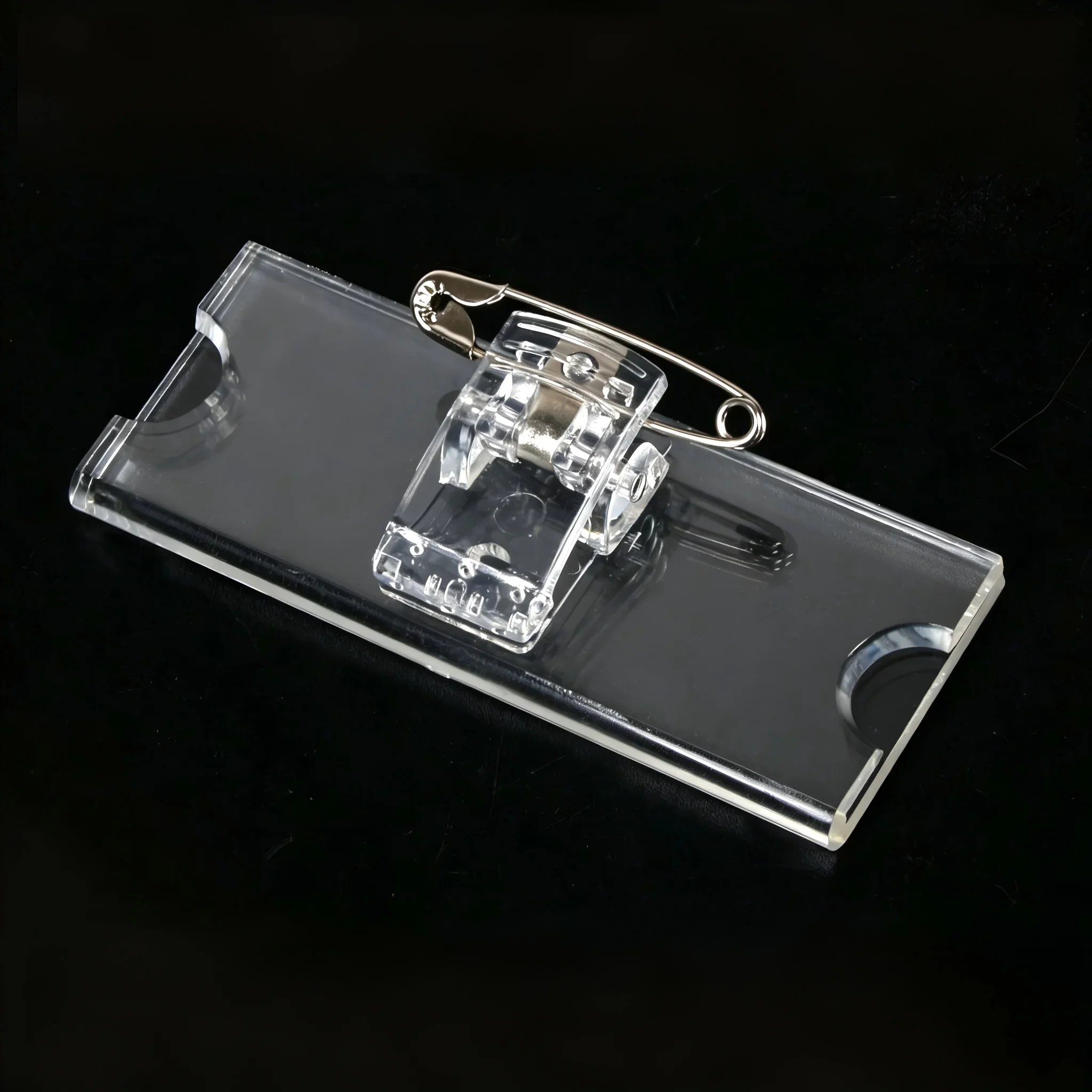 Keji T‑055 ID Badge Holder, 6.5*3.2cm Double‑Layer Transparent Acrylic, Staff Name Badge for 4S Store Employee ID Card