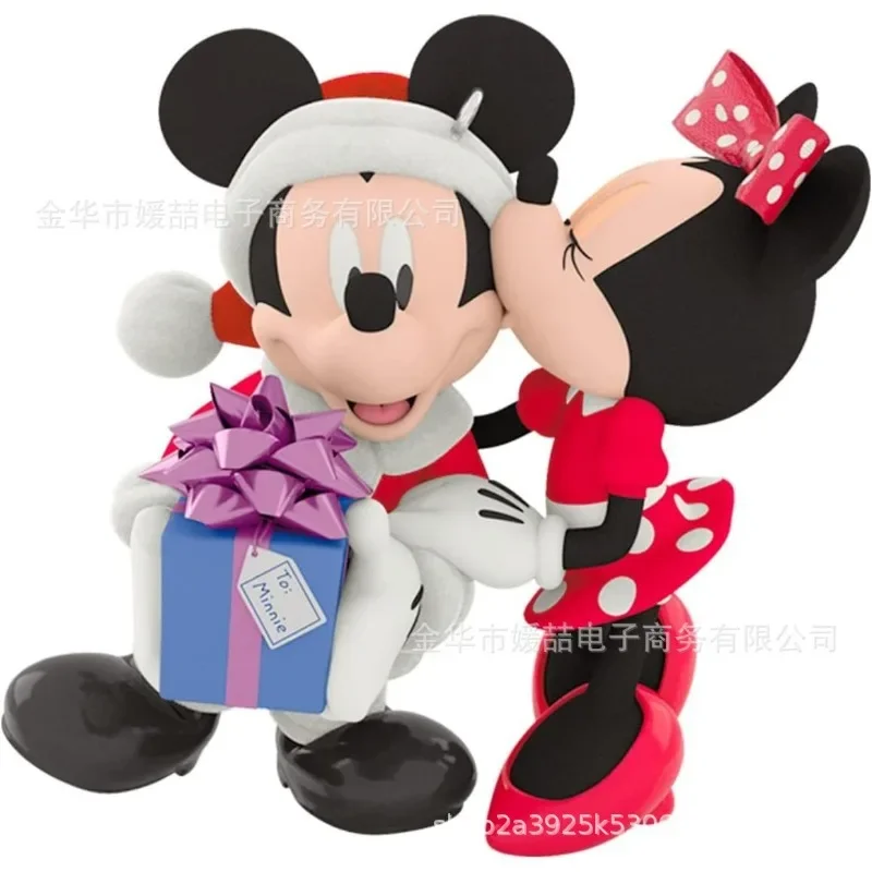 Disney-figuras de Anime de Mickey Mouse y Minnie, decoración de árbol de Navidad, colgante de coche, adornos de habitación, modelo de juguetes para niños, regalos