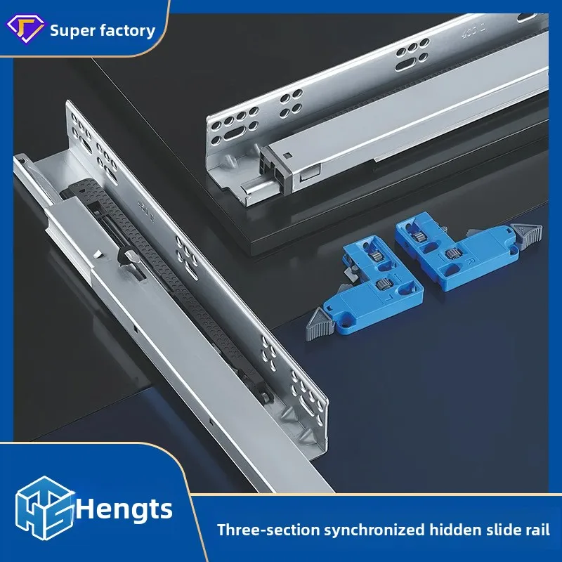 Three Section Undermount Drawer Slides Synchronized Soft Close Or Push Release Hidden Cold Rolled Steel Rails Mm Cabinet Drawers