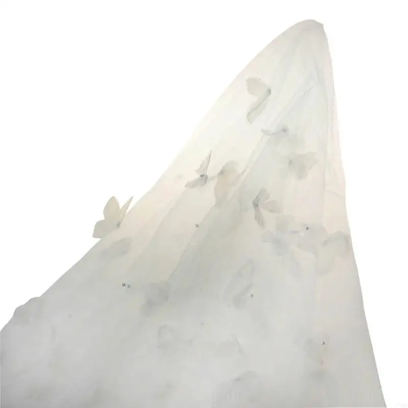 

C71F Luxurious Soft Tulle Bridal Veil Decorated With Butterflies Decoration Adds a Touch of Romance to Any Wedding Outfit