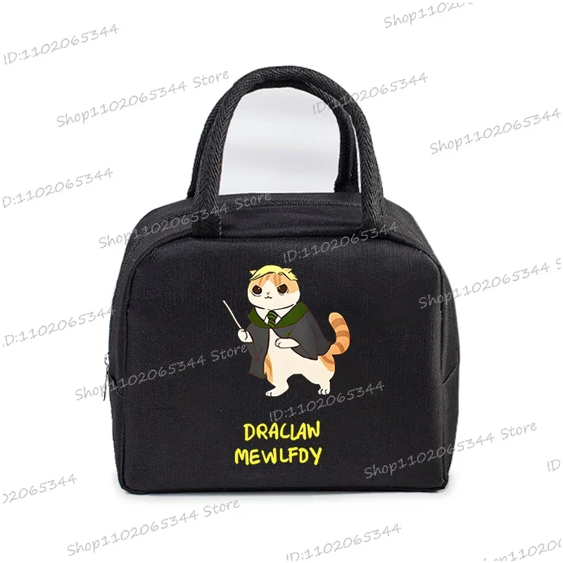 Funny Potter Cat Lunch Bag Student Office Women Men Bento Pouch Cartoon Animal Kitten Insulation Portable Picnic Food Lunch Bags