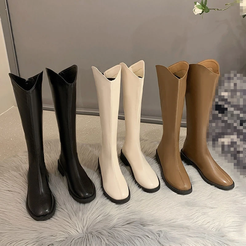 

Over-Knee Western Cowboy Booties Women's Autumn Winter Faion Thiened High-Tube Boots V-ape Knight Boots Slimming Effect