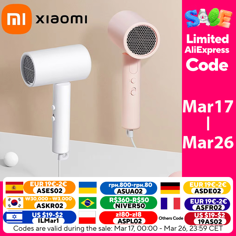 XIAOMI MIJIA Portable Anion Hair Dryer H101 Quick Dry Professinal Foldable 1600W 50 Million Negative Lons Home Travel Hair Care